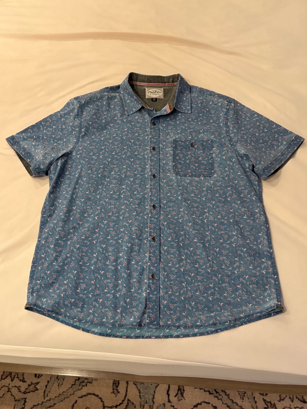 Flag & Anthem Blue Short-Sleeve Floral Button-Down Shirt
